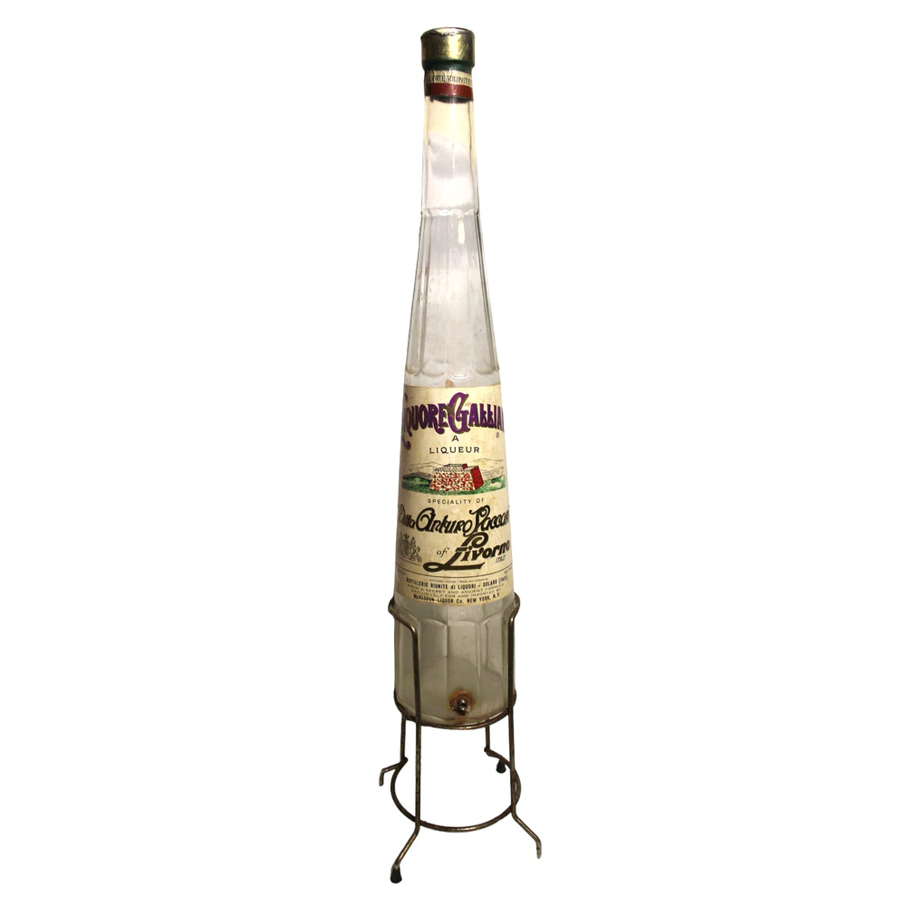 Vintage Liquore galliano Italian Spirits Bottle and Stand